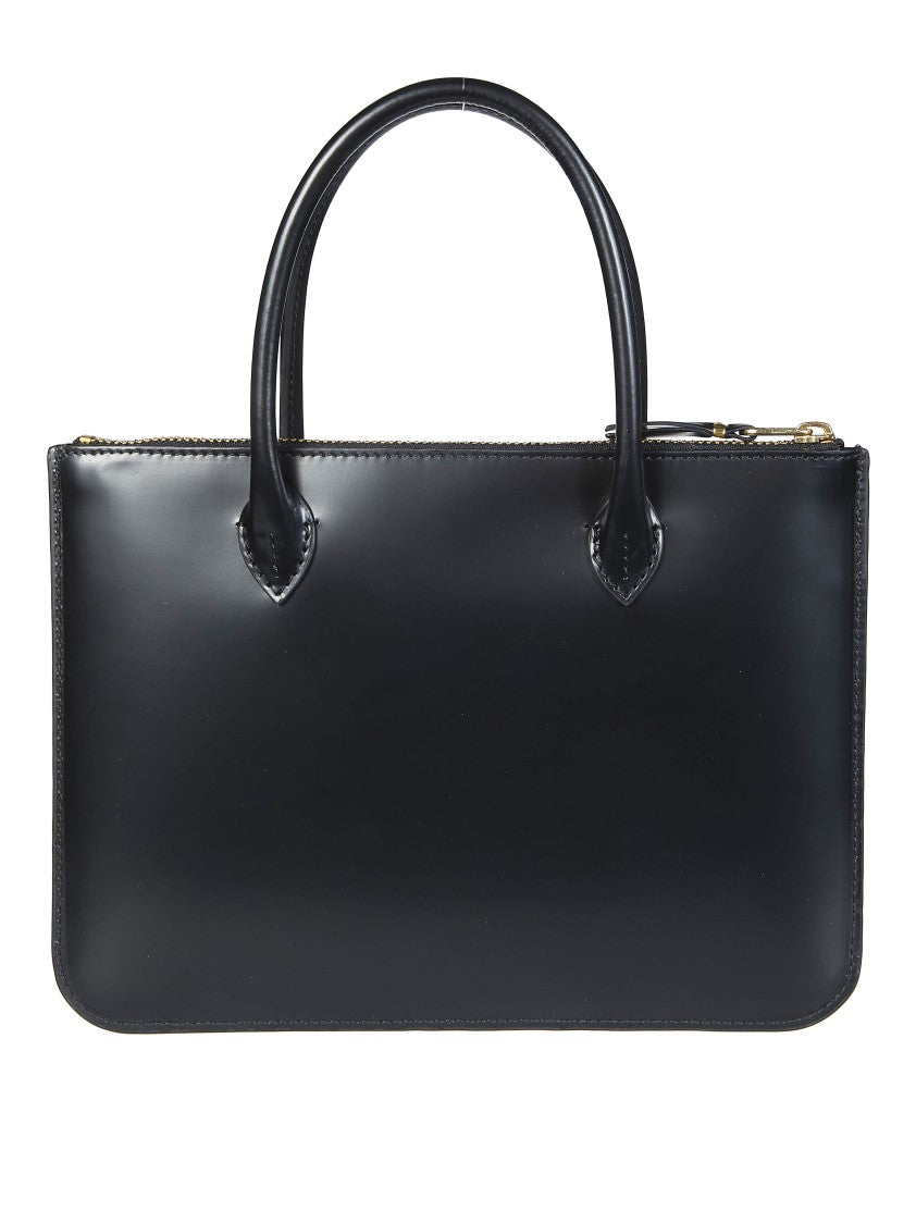 Comme Des Garçons Smooth Handles Glossy Zip Closure Handbag
