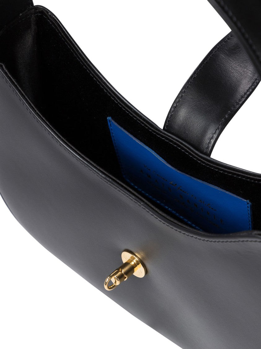 Amato Daniele Structured Black Leather Shoulder Bag
