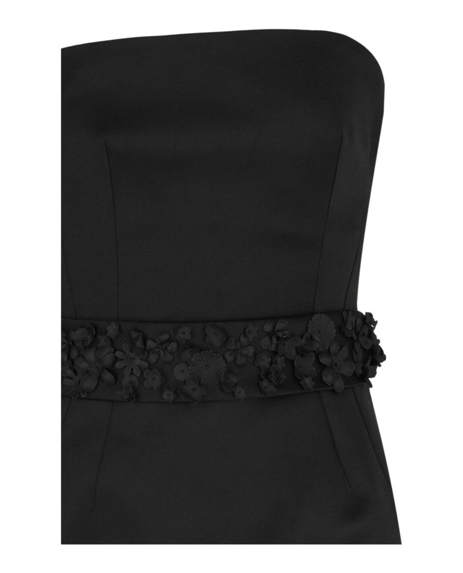Givenchy Strapless Satin Bustier Dress With Floral Appliques