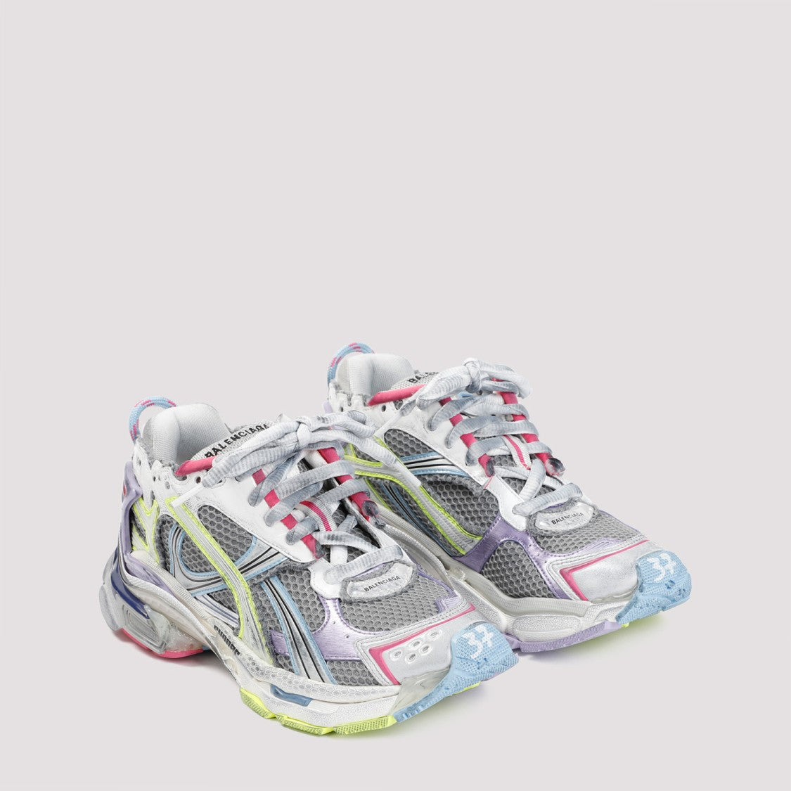Balenciaga Runner Grey Liliac And Yellow Polyurethane Sneakers