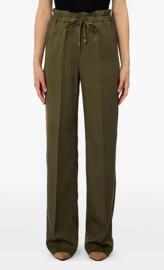 Liu Jo Relaxed Fit Green Trousers With Drawstring Waist