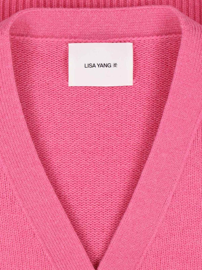 Lisa Yang "Danni" V-Neck Cardigan Pink