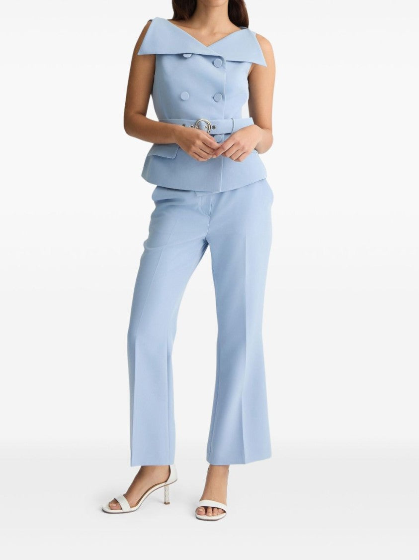 Liu Jo Double-Breasted Blue Jacket With Oversized Collar