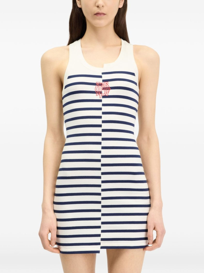 Jean Paul Gaultier Sleeveless Mirrored Stripe Mini Dress