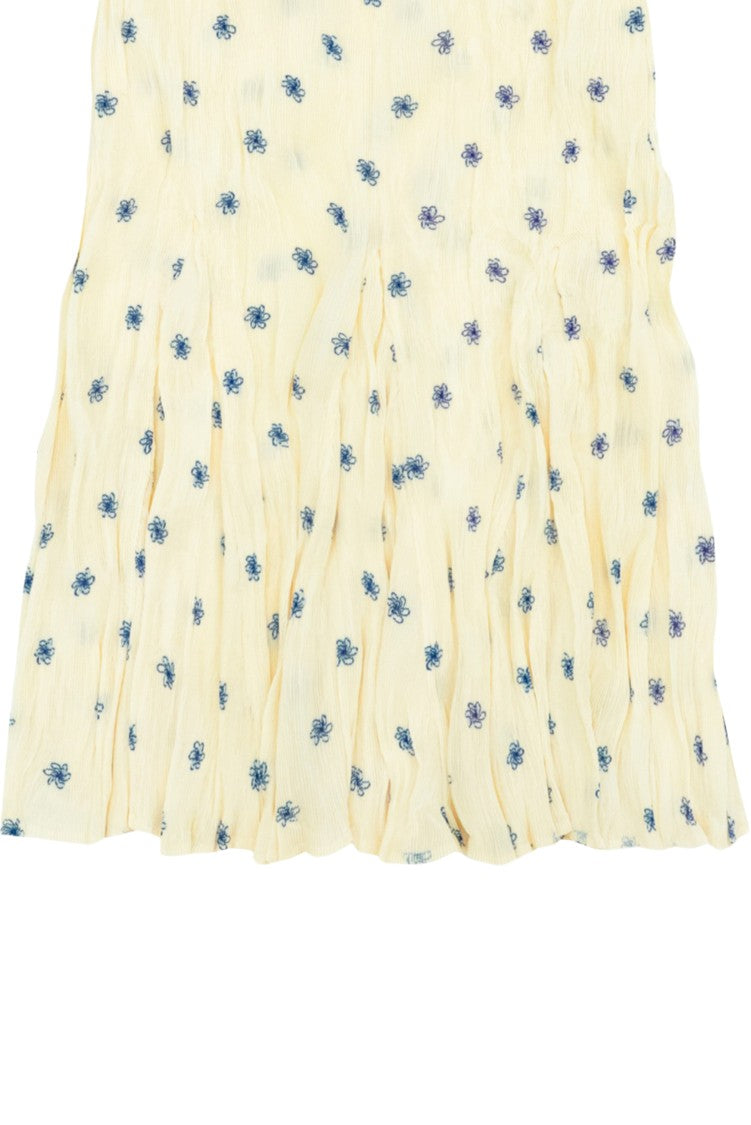 Gongdid Design Pleated Midi Dress With Floral Pattern