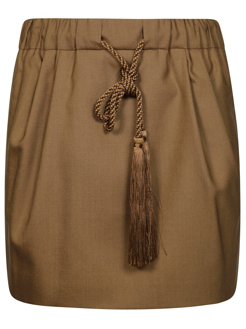Max Mara Straight Silhouette Mini Skirt With Braided Drawstring