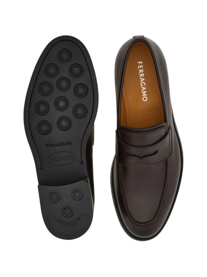 Ferragamo Smooth Leather Penny Loafers With Rounded Toe