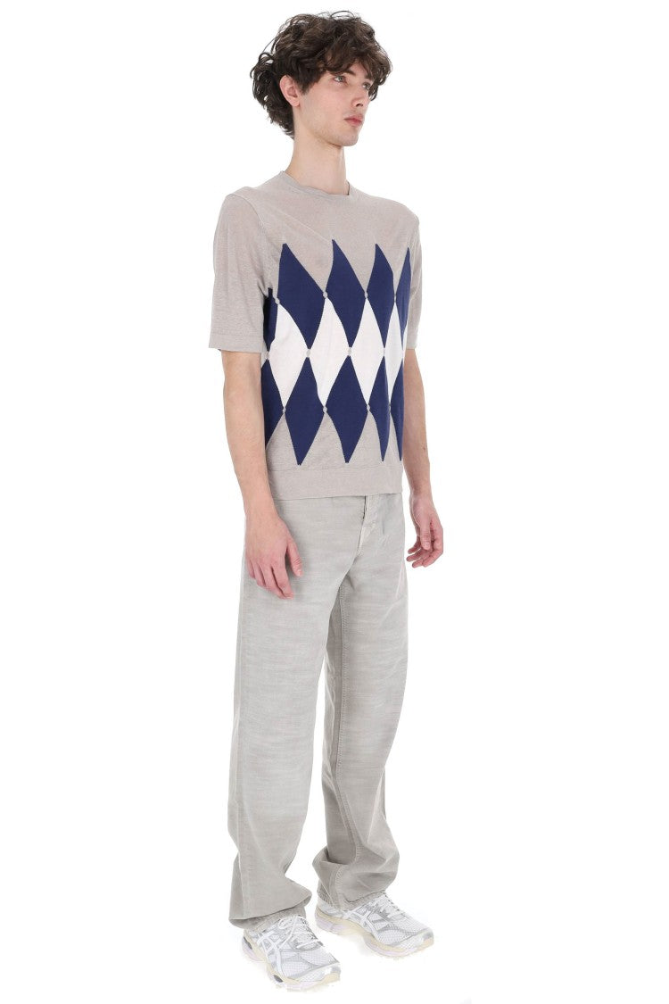 Ballantyne Multicolored Diamond Argyle Linen-Cotton T-Shirt