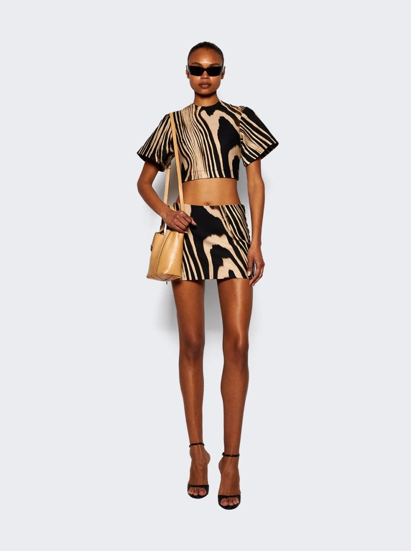 David Koma Zebra Print Mini Skirt - Beige And Black