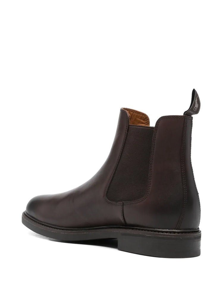 Polo Ralph Lauren Brown Chlsea Mid-Cut Elastic Side Panel Leather Ankle Boots