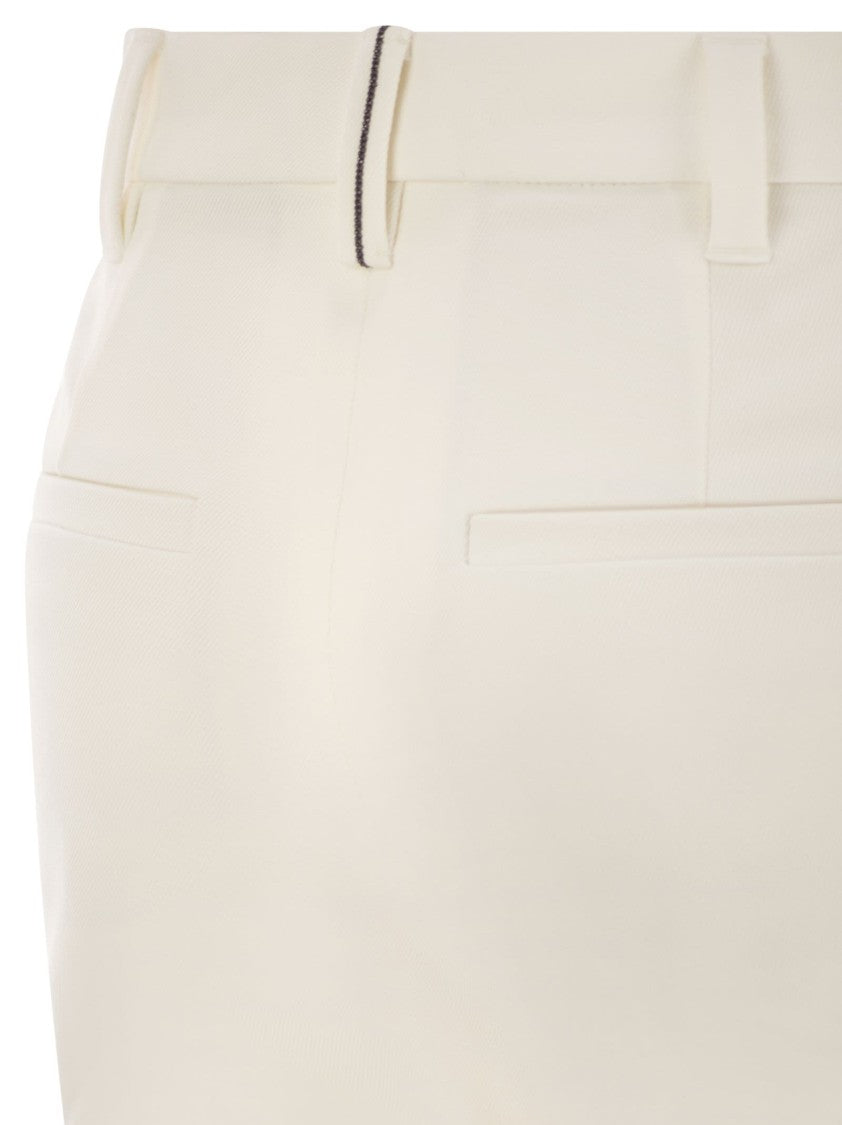 Brunello Cucinelli Cigarette Trousers In Stretch Cotton