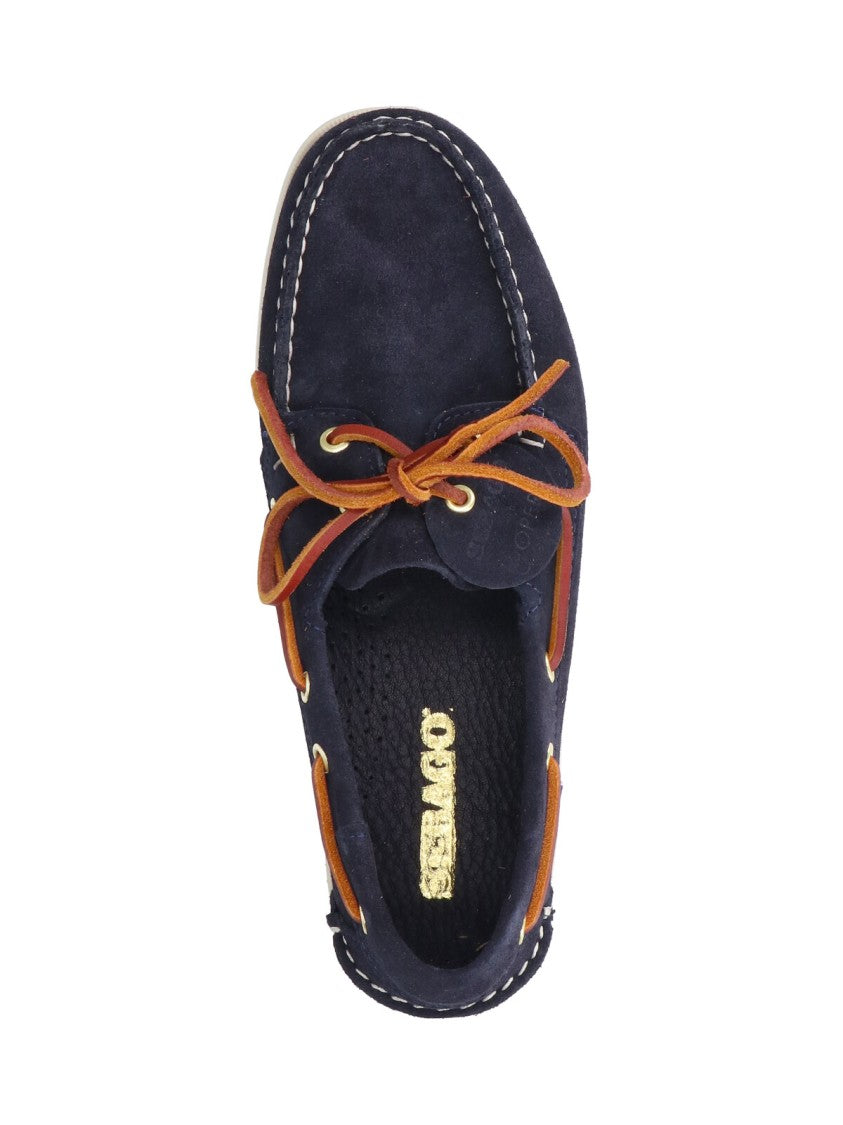 Sebago Navy Suede Leather Accent Moccasin Loafers