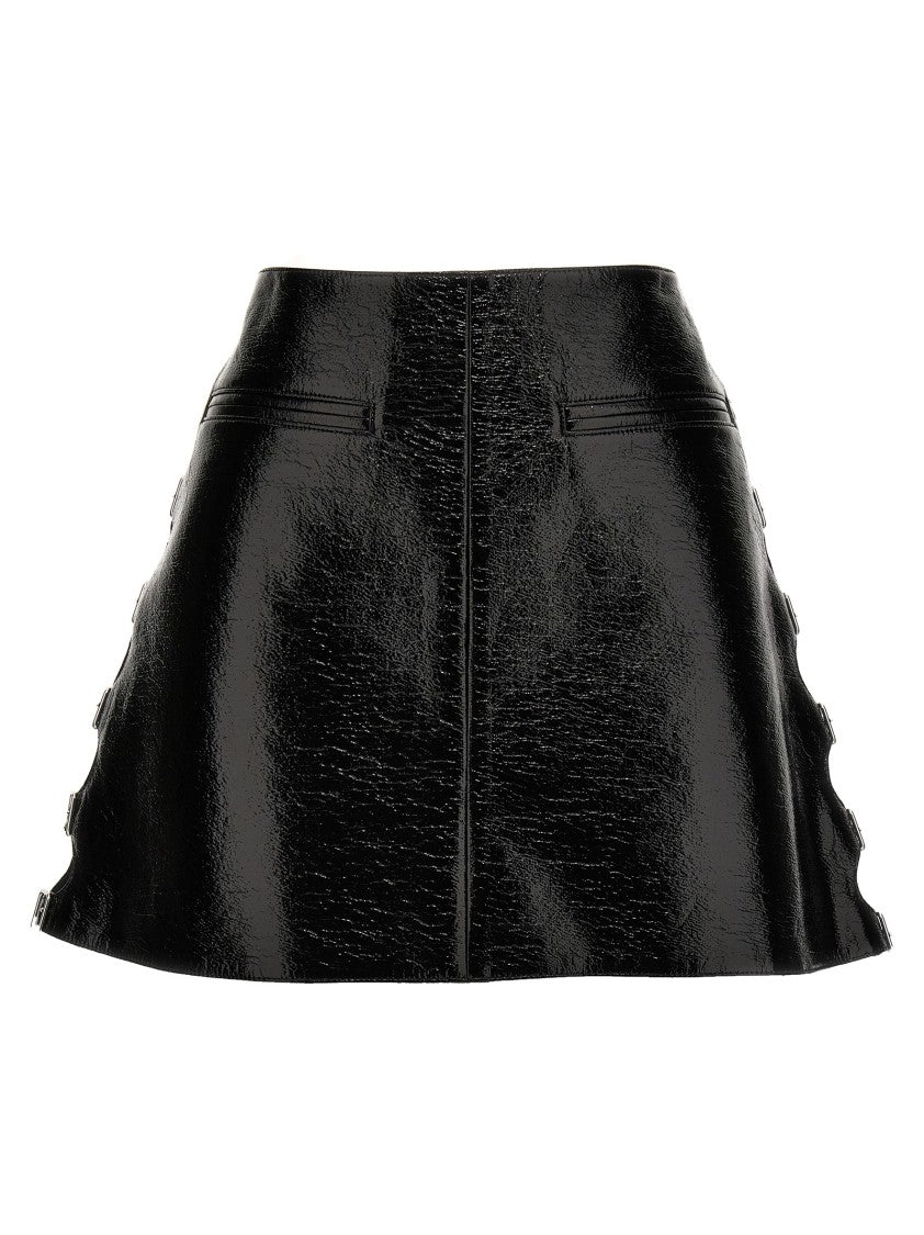 Courrèges Vinyl Mini Skirt With Flared Silhouette And Adjustable Buckle Straps