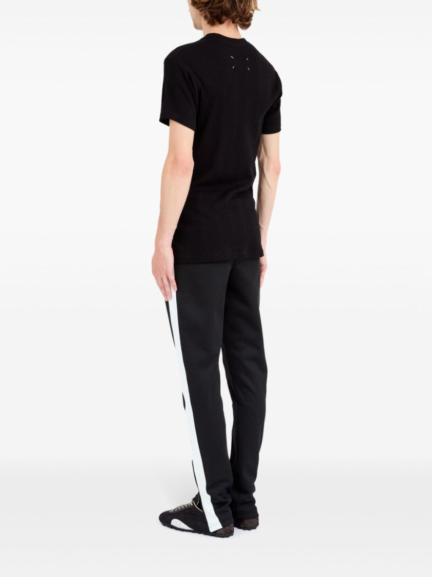 Maison Margiela Minimalist Black T-Shirt With Signature Four-Stitch Logo