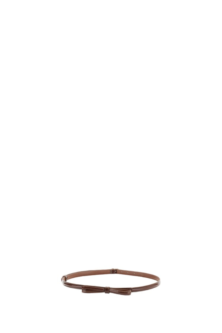 Plan C Brown Bow Detail Patent Leather Belt