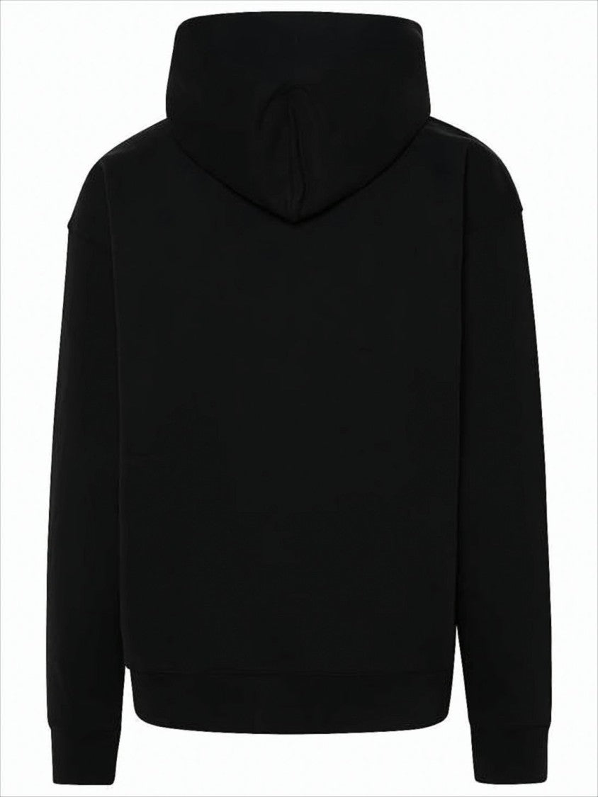 Kenzo Cotton Blend Black Hoodie With Bold Floral Emblem