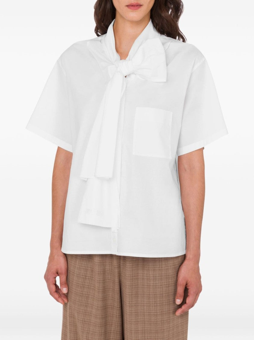 Moschino White Silk And Nylon Ribbed Top