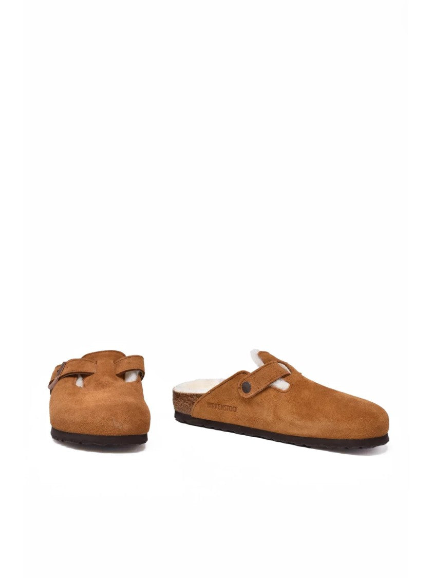 Birkenstock Brown Suede Shearling Mules