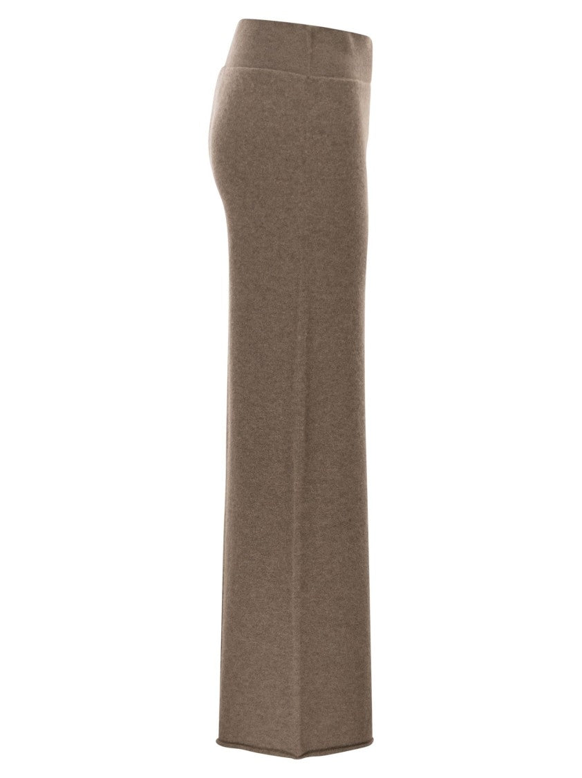 Vanisé Cashmere Wide-Leg Trousers With Seamless Ribbed Waistband