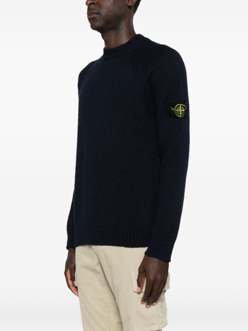 Stone Island Textured Knit Black Sweater With Relaxed Silhouette