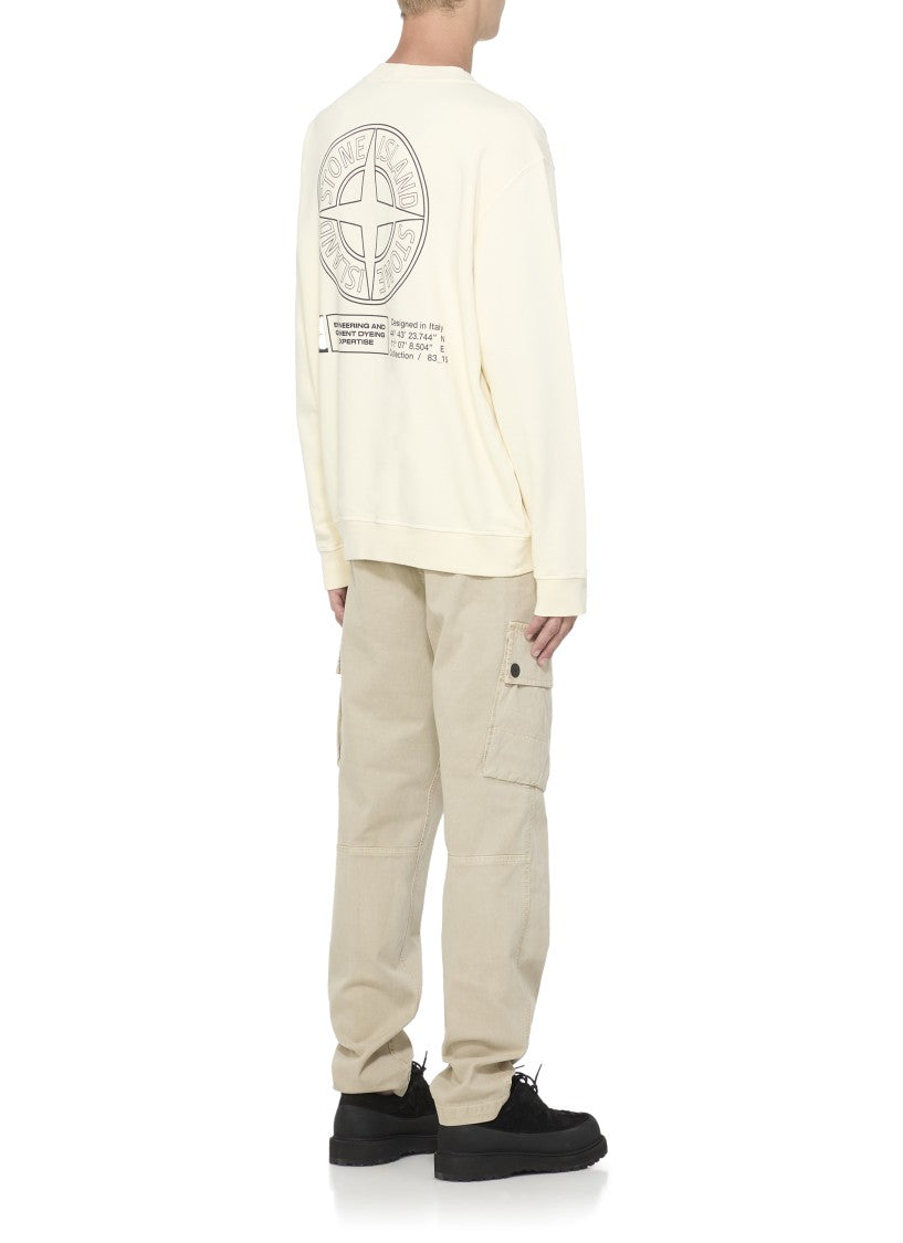 Stone Island Ivory Cotton Sweatshirt