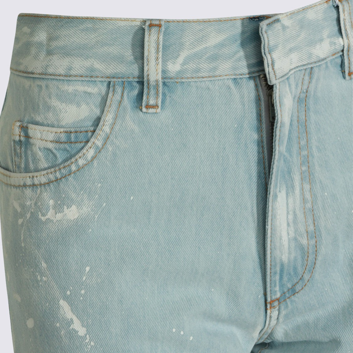Mm6 By Maison Margiela Light Blue Straight-Leg Jeans With Paint Splatter Accents