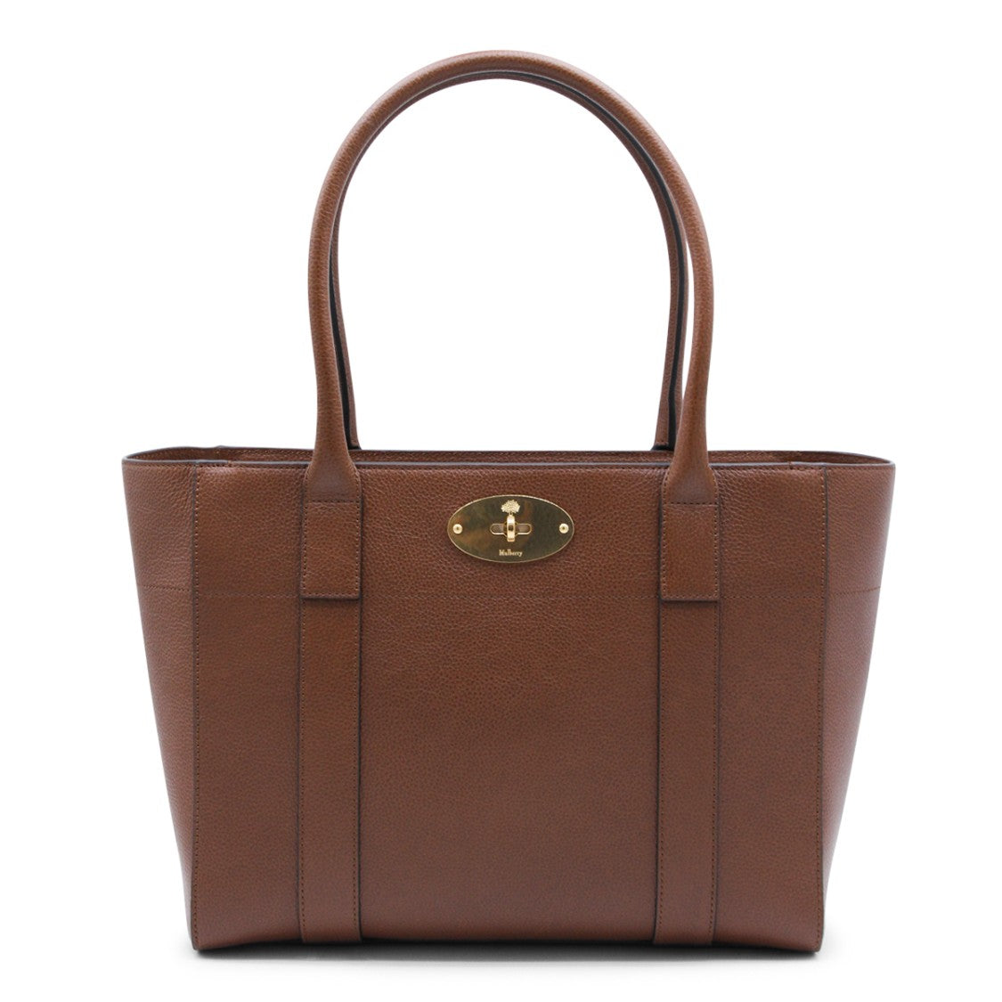 Mulberry Textured Brown Leather Bayswater Tote With Gold-Tone Hardware