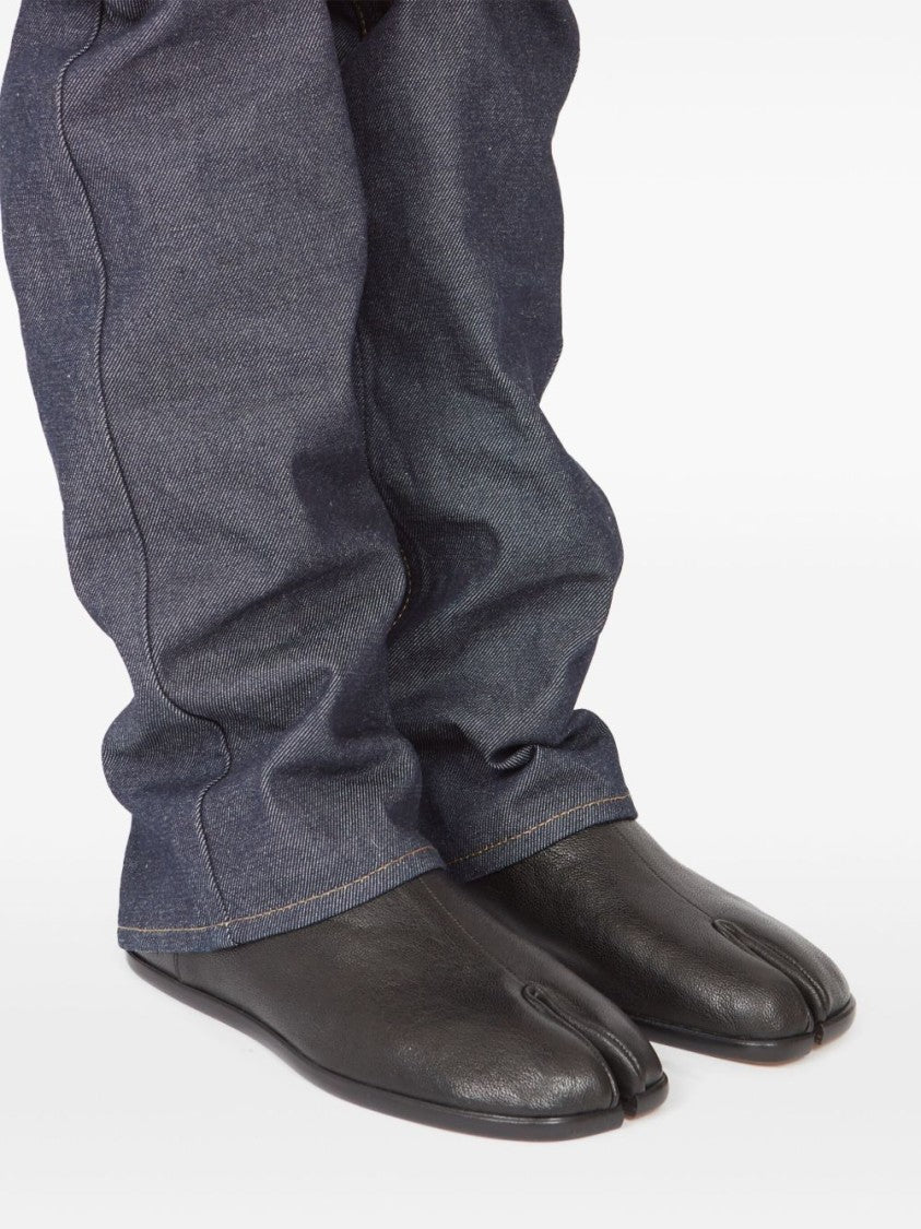 Maison Margiela Black Leather Tabi Loafer With Unique Cut And Distinctive Stitching