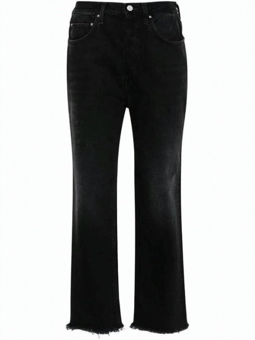 Totême Mid-Rise Black Denim Pants With Flared Leg