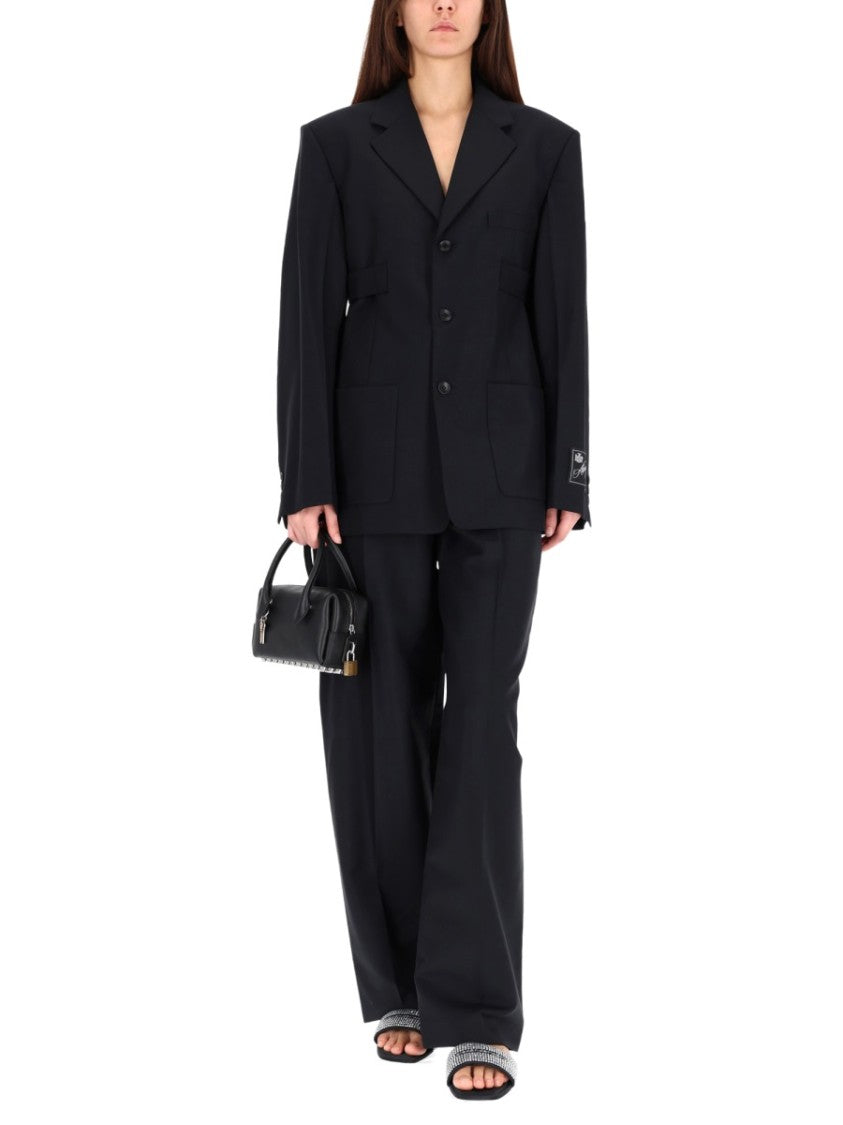 Alexander Wang Black Oversized Wool-Blend Three-Button Blazer