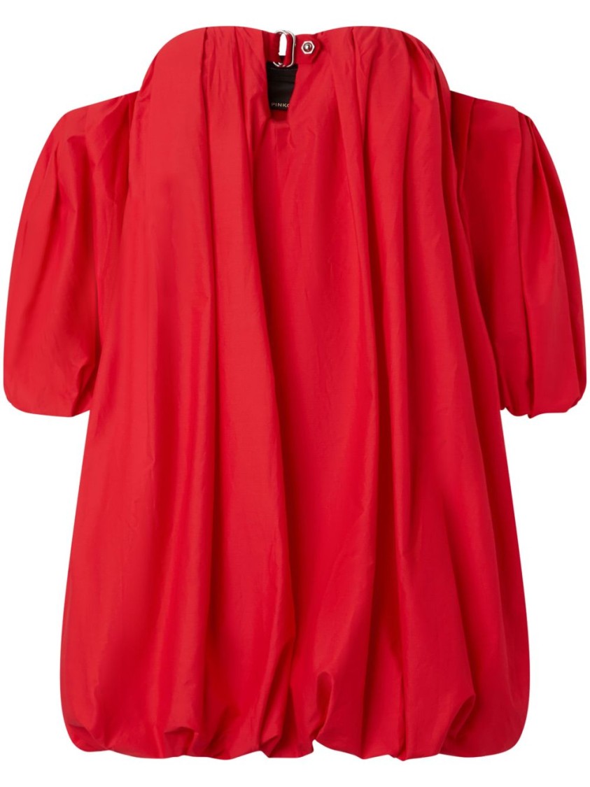 Pinko Off-The-Shoulder Red Cotton Balloon Dress