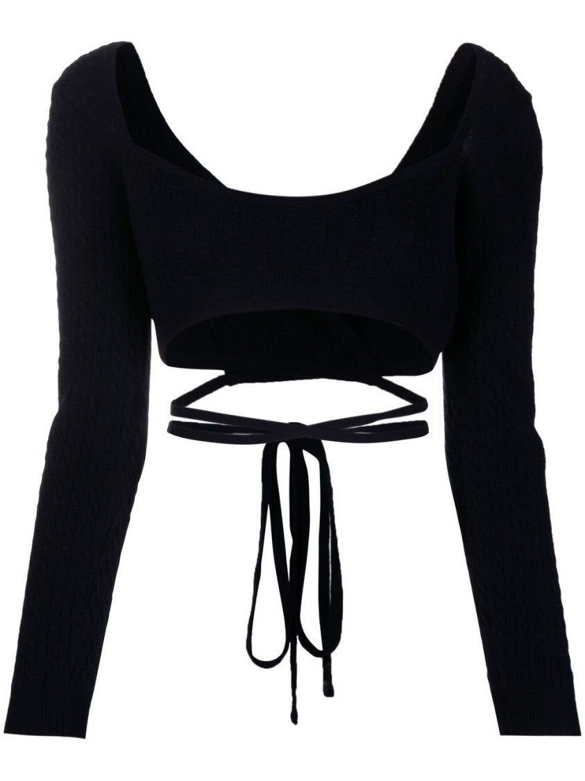 Patou Cropped Tie-Fastening Top With V-Back Design