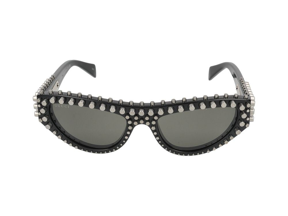 Gucci Black Silver-Tone Embellishments Cat-Eye Sunglasses