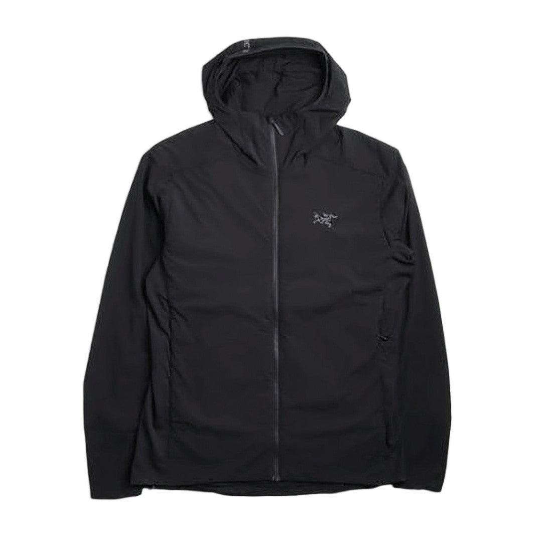 Arc'teryx Sleek Minimalist Jacket With Full Front Zipper And Attached Hood