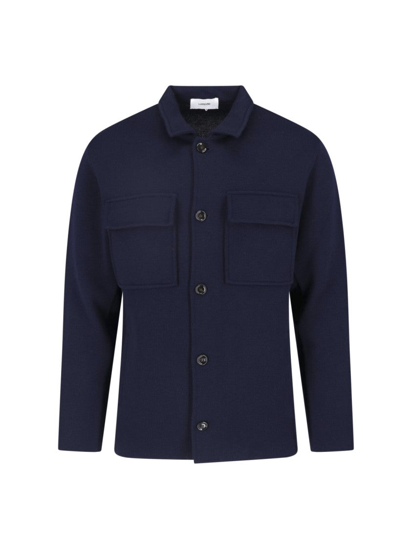 Lardini Blue Virgin Wool Shirt