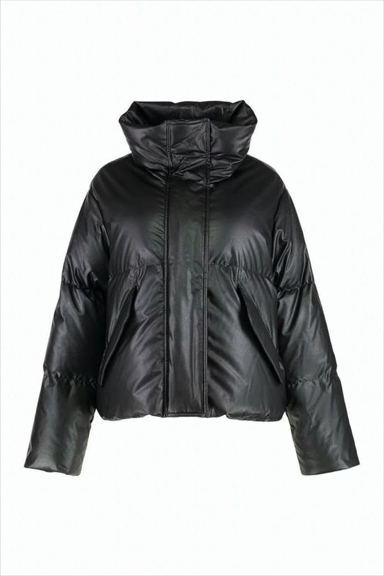 Mm6 By Maison Margiela Cropped Puffer Jacket With Black Finish