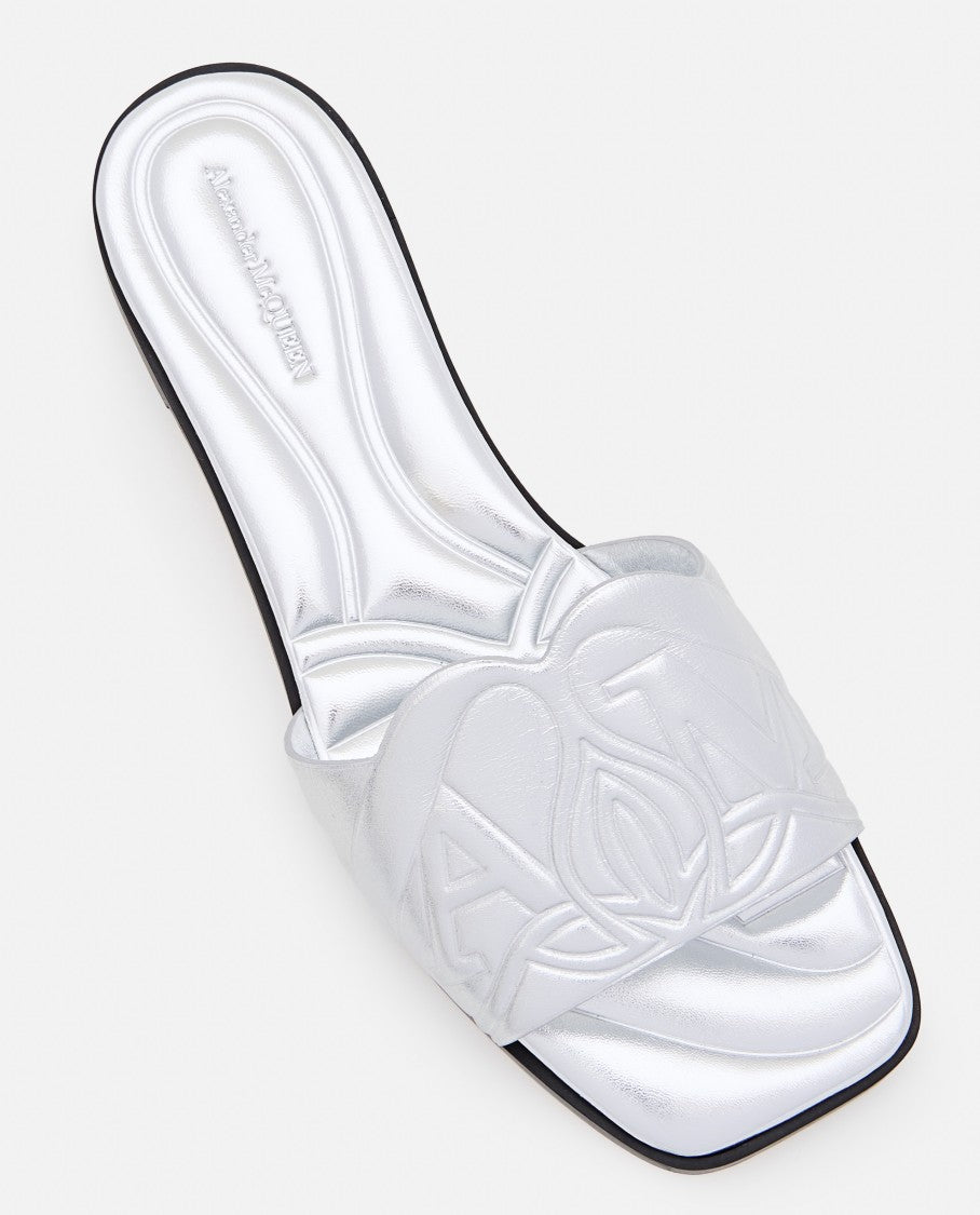 Alexander Mcqueen Flat Leather Slide Sandal