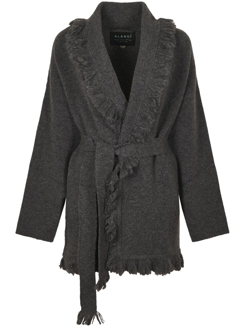 Alanui Relaxed Fit Cashmere Cardigan With Shawl Collar And Fringed Edges