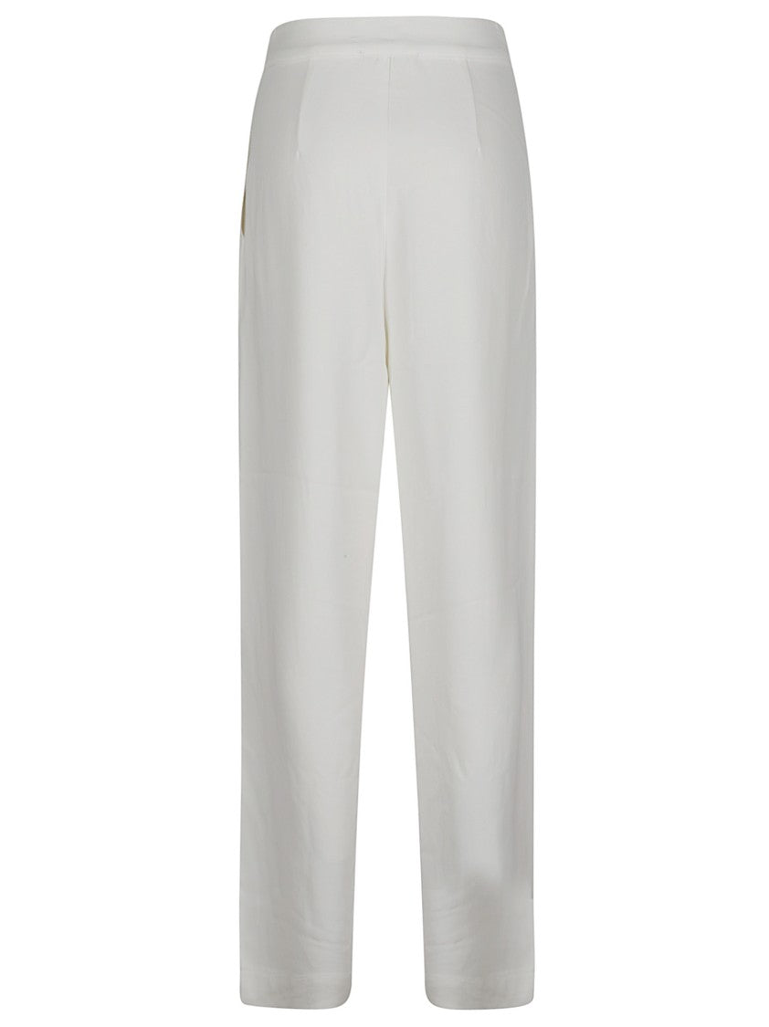 Anemos White Wide Leg Pleated Trousers