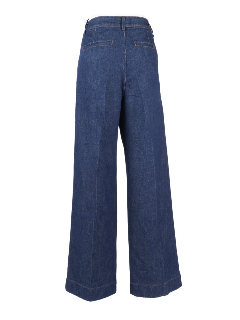 7 For All Mankind Halona Pleated Wide Leg Jeans