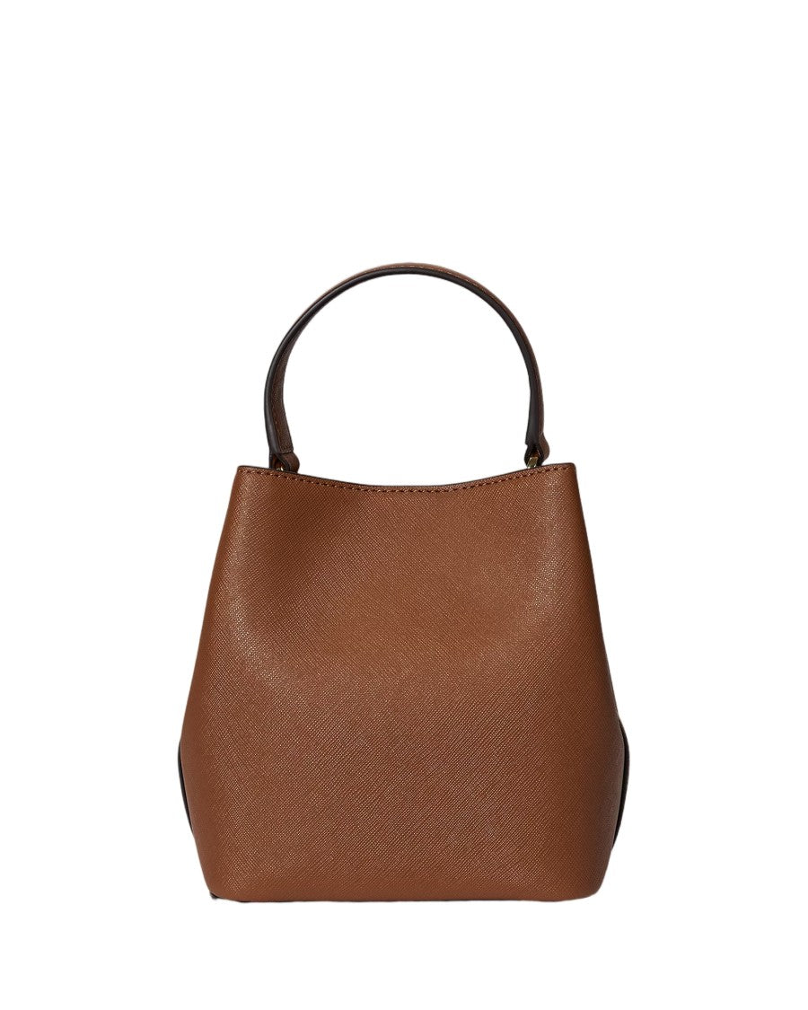 Lauren Ralph Lauren Compact Crosshatch Leather Bucket Bag