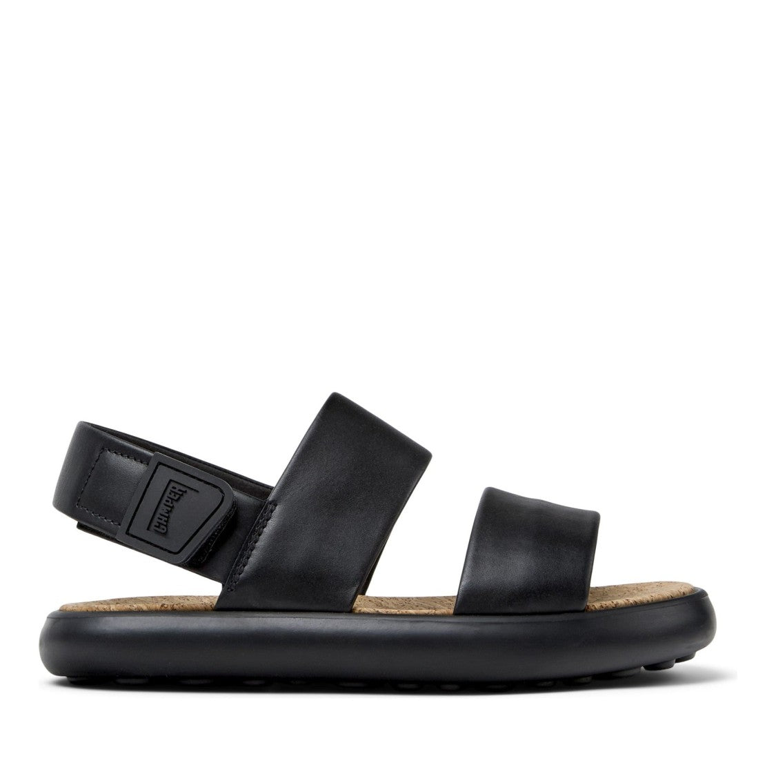 Camper Black Lasted Open-Toe Cork Footbed Leather Sandals