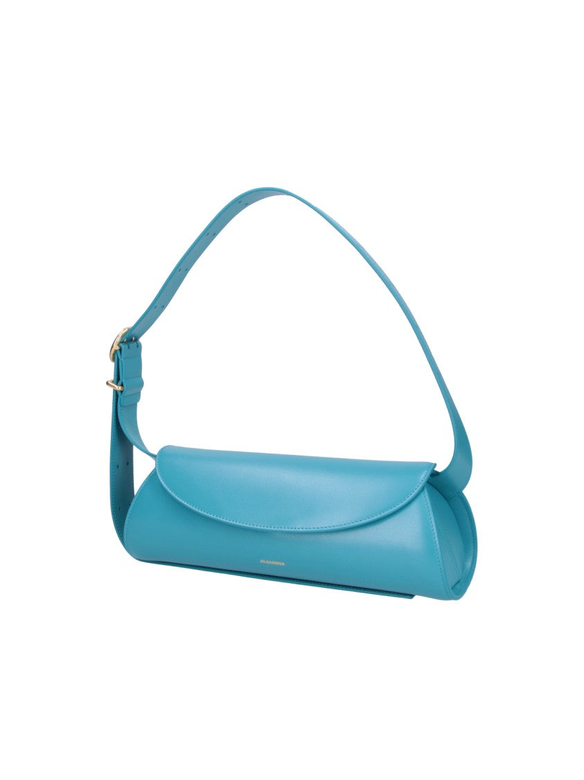 Jil Sander Blue Cannolo Cylindrical Calfskin Shoulder Bag