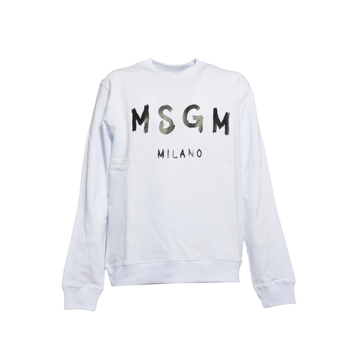 Msgm White Cotton Crewneck Sweatshirt With Logo Print