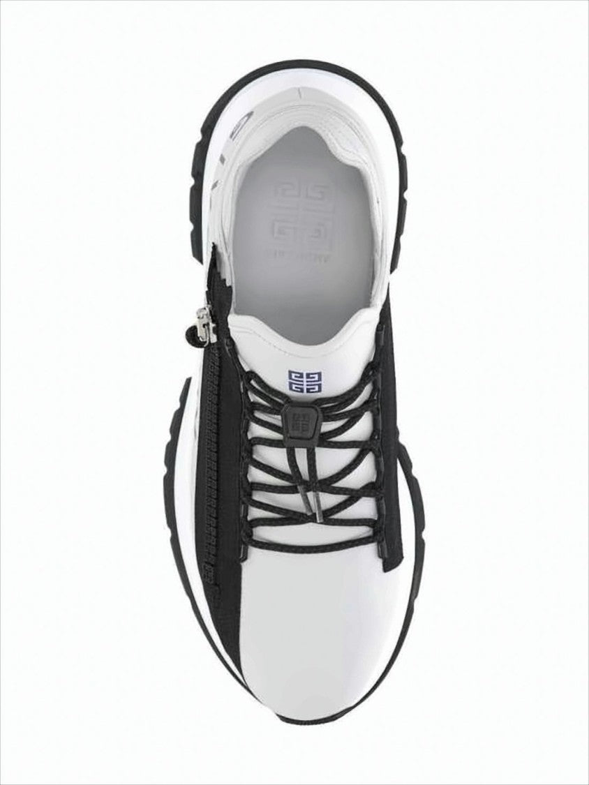 Givenchy Smooth Leather Sneakers With Zipper Detail And Accent Stripe