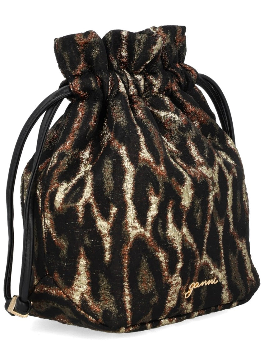 Ganni Leopard Print Recycled Polyester Bucket Bag