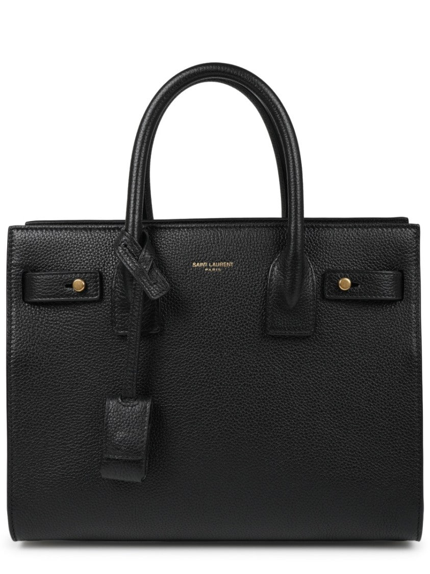 Saint Laurent Pebbled Leather Handbag With Dual Handles