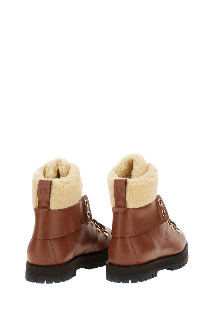 Odissi Calfskin Hiking Boot With Wool Lining And Gold Eyelets