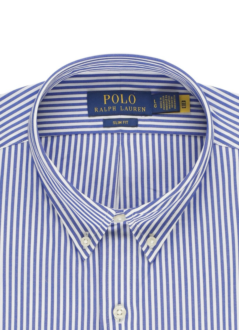 Polo Ralph Lauren Blue Striped Pony Slim-Fit Cotton Button-Down Shirt