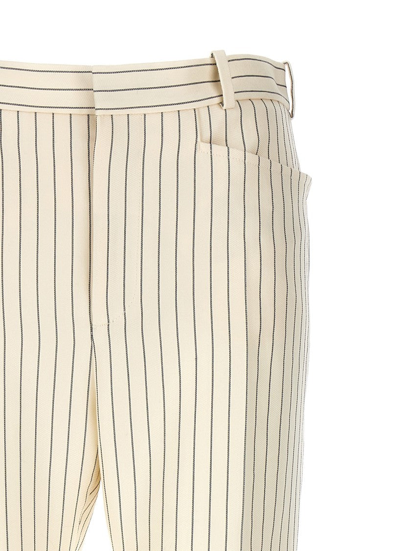 Tom Ford Pinstripe Pants With Central Crease In Wool-Silk Blend